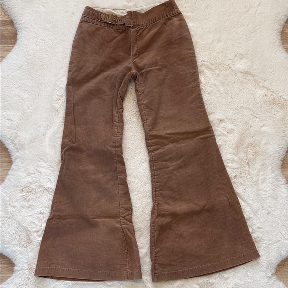 Vintage Pants - Super Groovy Authentic Vintage 70s Hippie Boho Tan Corduroy Wideleg Flares